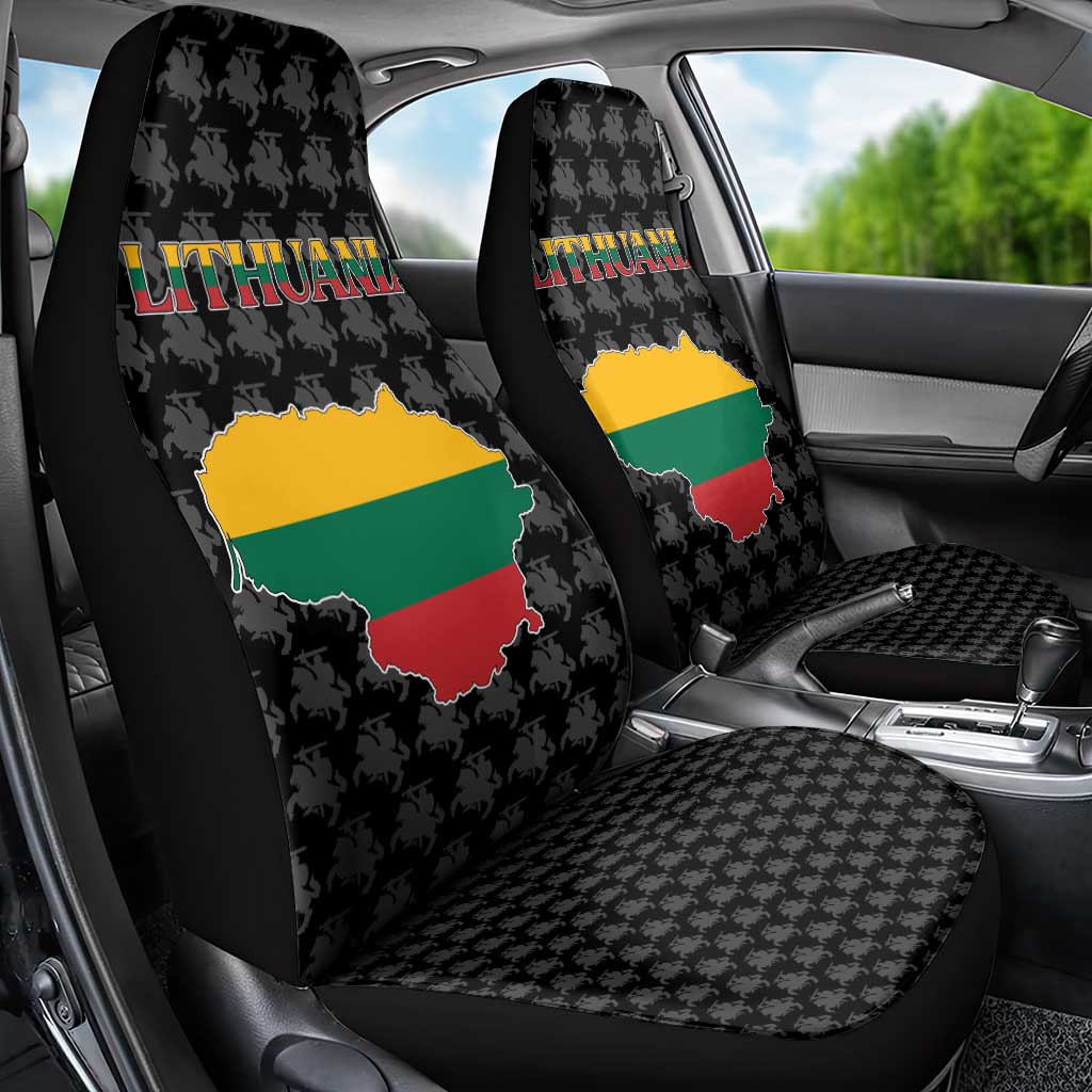 Lithuania Map Combined with National Coat of Arms Car Seat Cover Patriotic Design