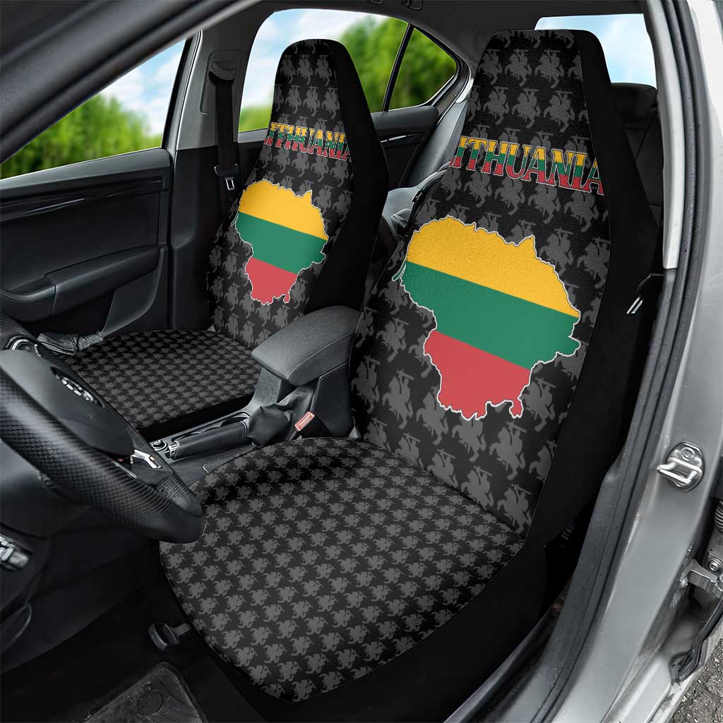 Lithuania Map Combined with National Coat of Arms Car Seat Cover Patriotic Design