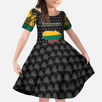 Lithuania Map Combined with National Coat of Arms Family Matching Mermaid Dress and Hawaiian Shirt Patriotic Design