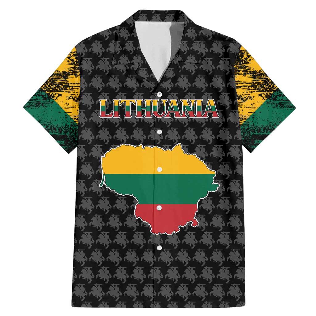 Lithuania Map Combined with National Coat of Arms Family Matching Mermaid Dress and Hawaiian Shirt Patriotic Design
