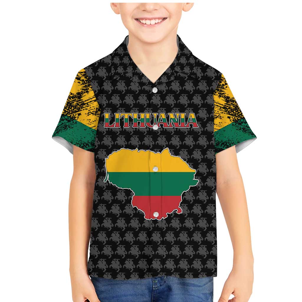 Lithuania Map Combined with National Coat of Arms Family Matching Mermaid Dress and Hawaiian Shirt Patriotic Design
