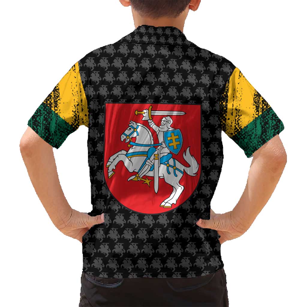 Lithuania Map Combined with National Coat of Arms Family Matching Off Shoulder Maxi Dress and Hawaiian Shirt Patriotic Design
