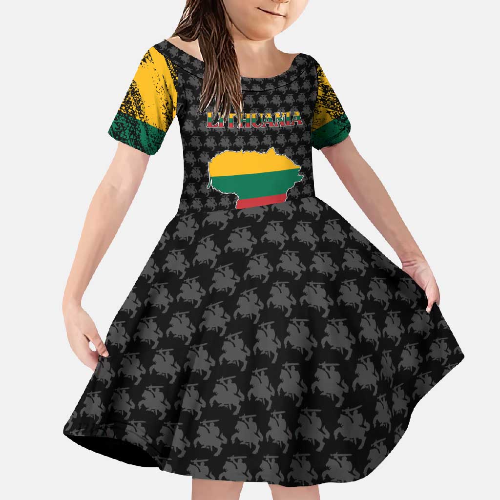 Lithuania Map Combined with National Coat of Arms Family Matching Off Shoulder Maxi Dress and Hawaiian Shirt Patriotic Design