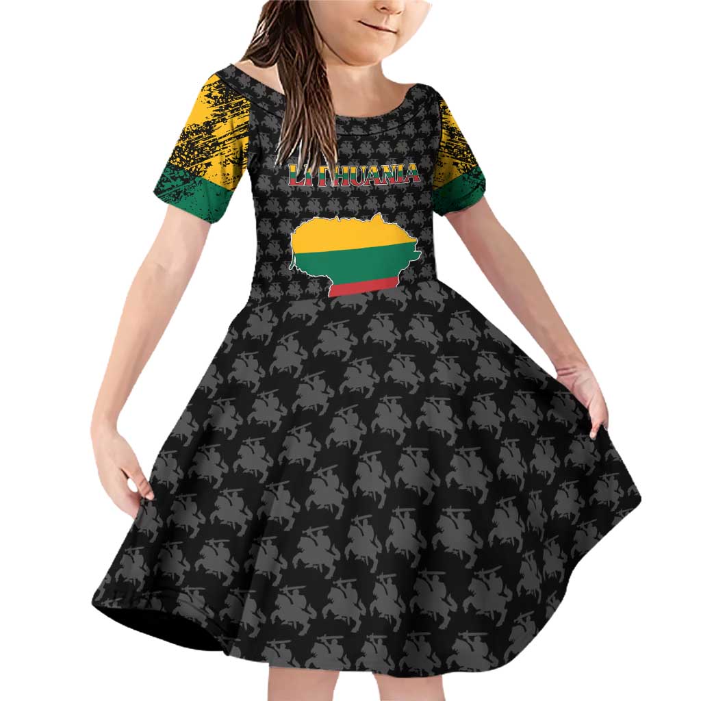 Lithuania Map Combined with National Coat of Arms Family Matching Off Shoulder Short Dress and Hawaiian Shirt Patriotic Design