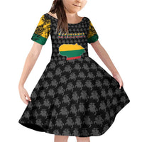 Lithuania Map Combined with National Coat of Arms Family Matching Off Shoulder Short Dress and Hawaiian Shirt Patriotic Design