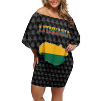 Lithuania Map Combined with National Coat of Arms Family Matching Off Shoulder Short Dress and Hawaiian Shirt Patriotic Design