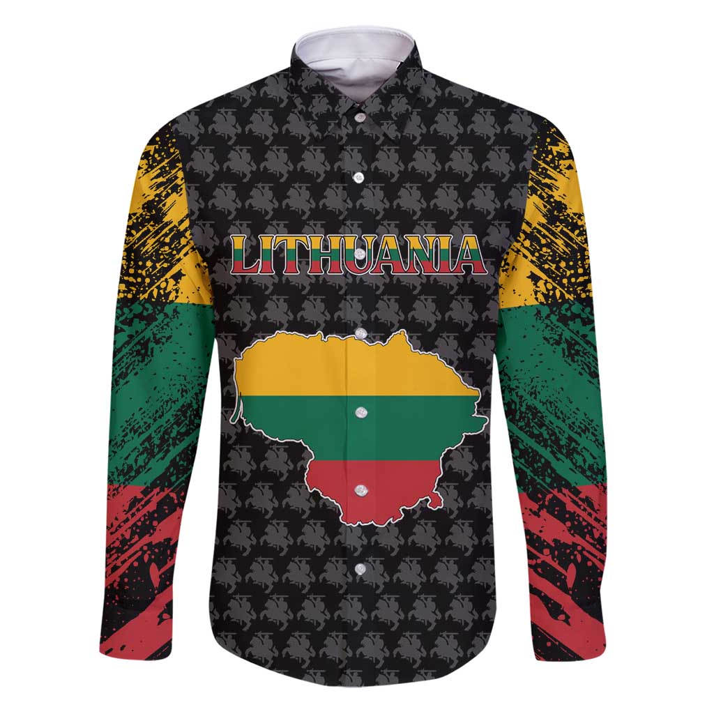 Lithuania Map Combined with National Coat of Arms Family Matching Puletasi and Hawaiian Shirt Patriotic Design