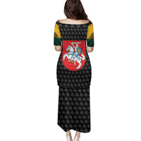 Lithuania Map Combined with National Coat of Arms Family Matching Puletasi and Hawaiian Shirt Patriotic Design