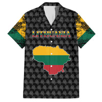 Lithuania Map Combined with National Coat of Arms Family Matching Short Sleeve Bodycon Dress and Hawaiian Shirt Patriotic Design