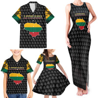 Lithuania Map Combined with National Coat of Arms Family Matching Tank Maxi Dress and Hawaiian Shirt Patriotic Design