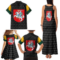 Lithuania Map Combined with National Coat of Arms Family Matching Tank Maxi Dress and Hawaiian Shirt Patriotic Design