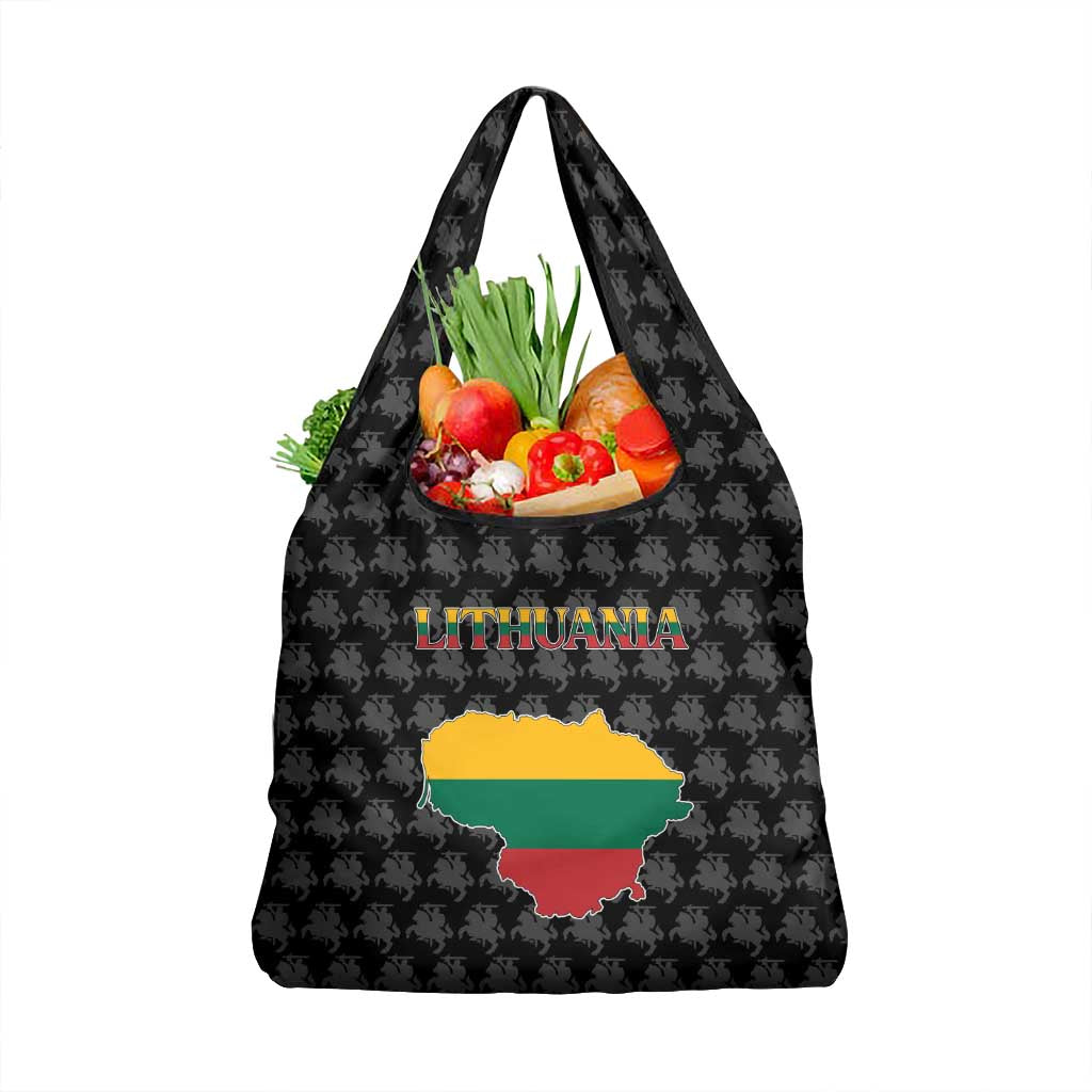 Lithuania Map Combined with National Coat of Arms Grocery Bag Patriotic Design