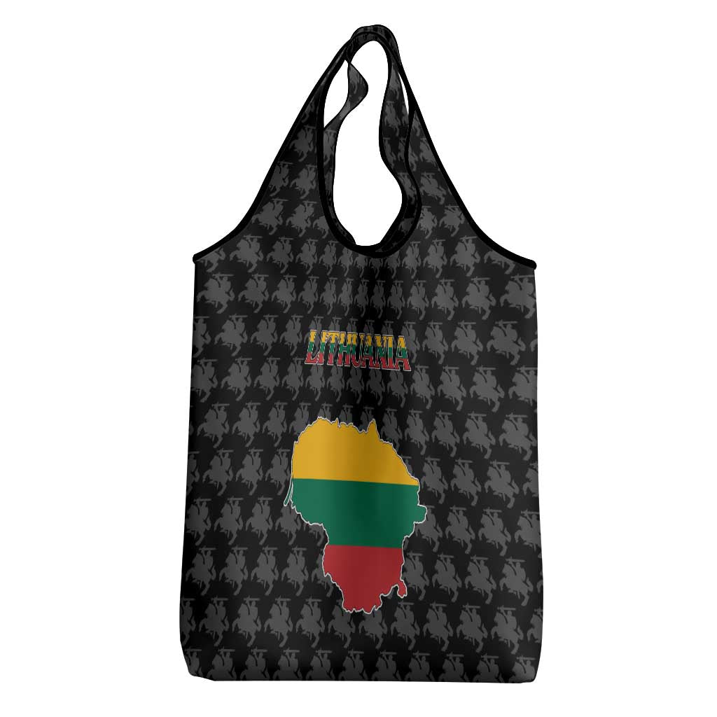 Lithuania Map Combined with National Coat of Arms Grocery Bag Patriotic Design