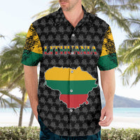 Lithuania Map Combined with National Coat of Arms Hawaiian Shirt Patriotic Design