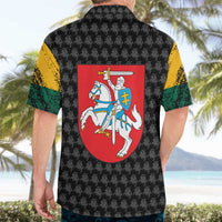 Lithuania Map Combined with National Coat of Arms Hawaiian Shirt Patriotic Design