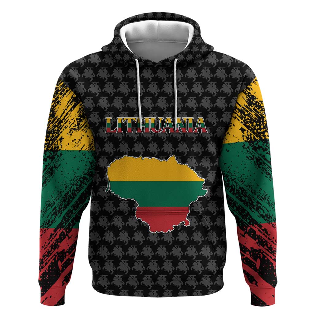 Lithuania Map Combined with National Coat of Arms Hoodie Patriotic Design