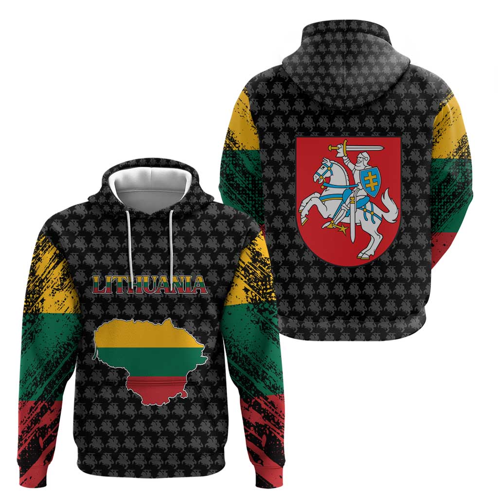 Lithuania Map Combined with National Coat of Arms Hoodie Patriotic Design
