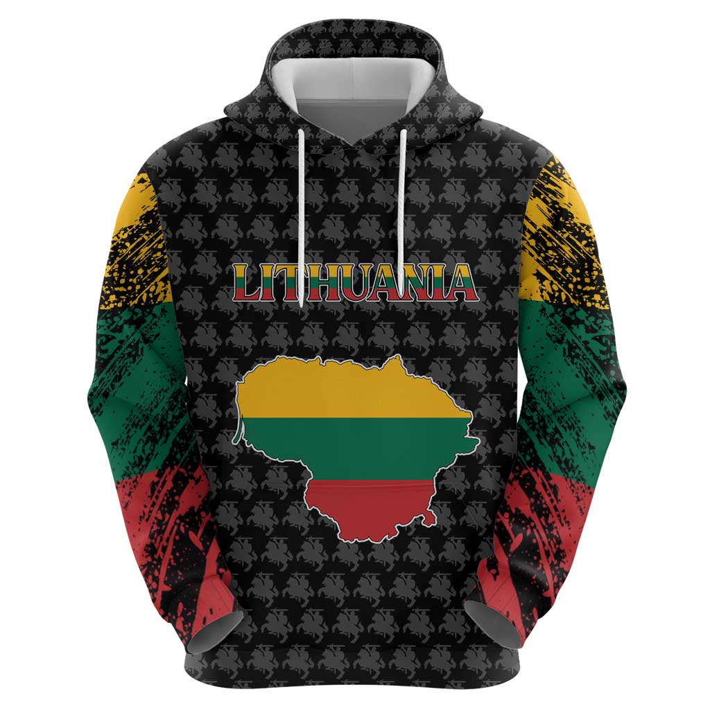 Lithuania Map Combined with National Coat of Arms Hoodie Patriotic Design