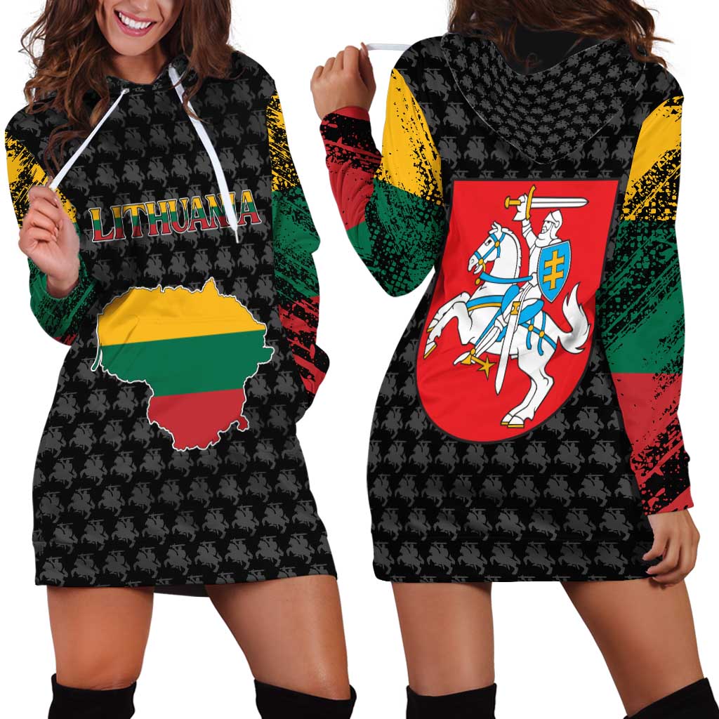 Lithuania Map Combined with National Coat of Arms Hoodie Dress Patriotic Design