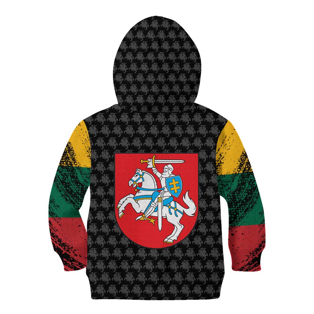 Lithuania Map Combined with National Coat of Arms Kid Hoodie Patriotic Design