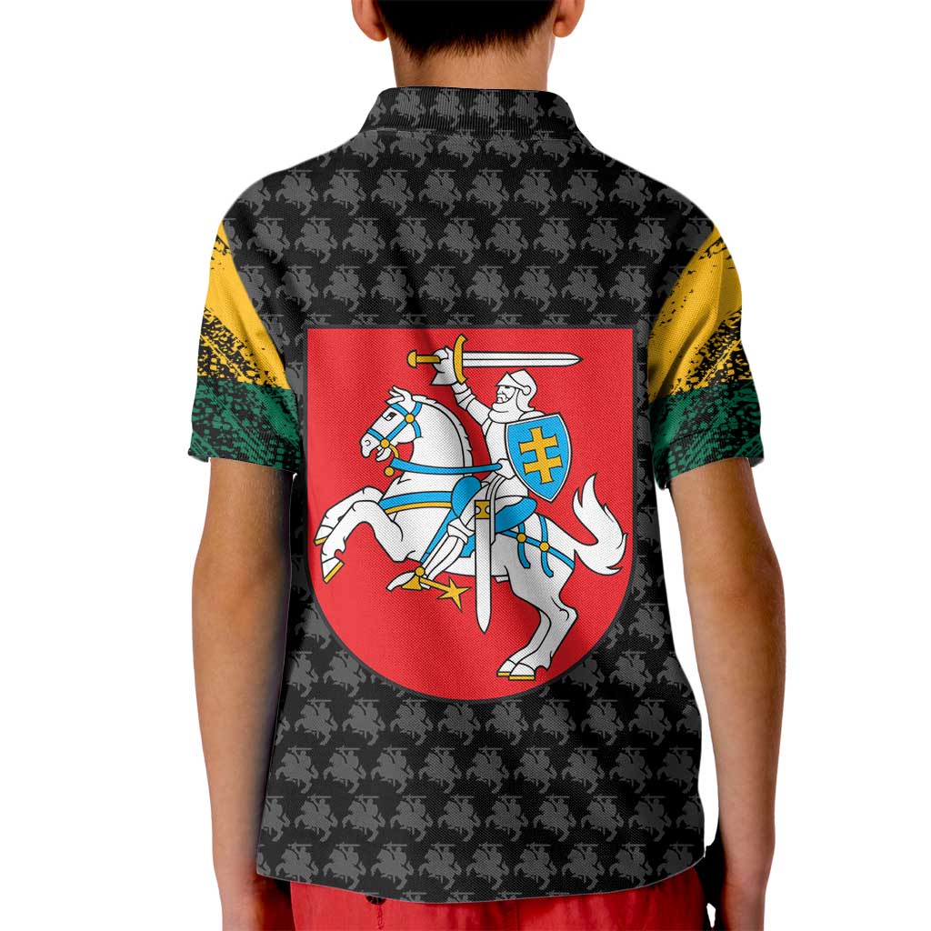 Lithuania Map Combined with National Coat of Arms Kid Polo Shirt Patriotic Design