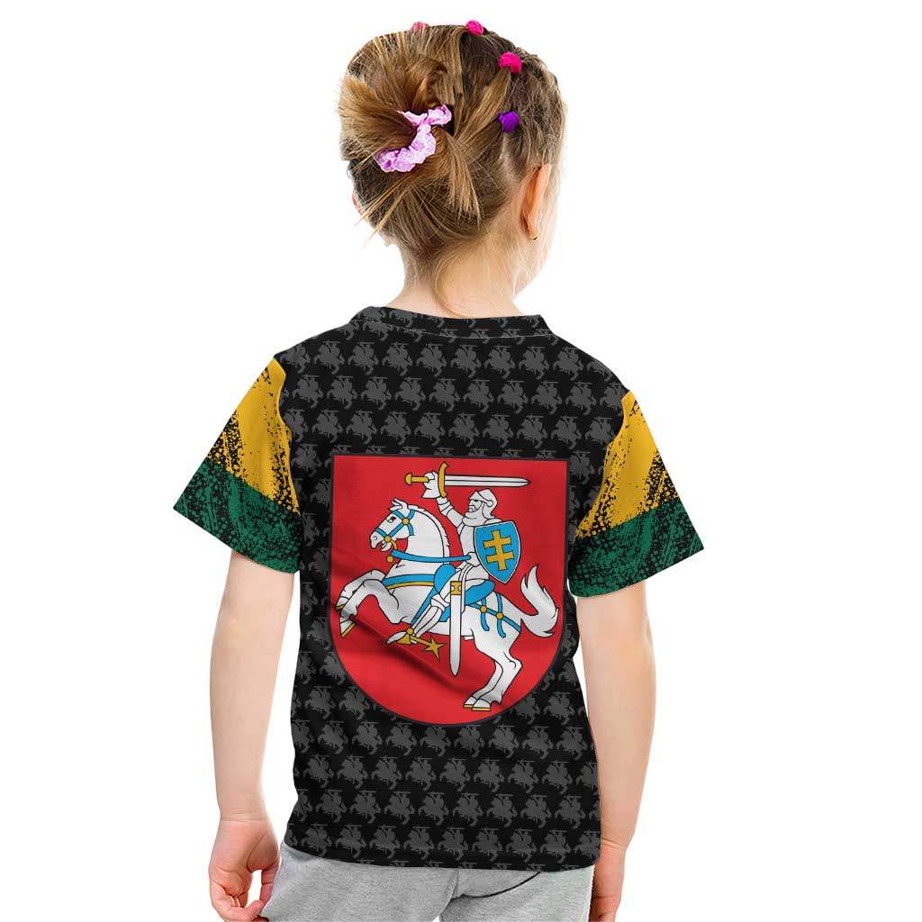 Lithuania Map Combined with National Coat of Arms Kid T Shirt Patriotic Design