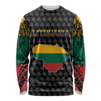 Lithuania Map Combined with National Coat of Arms Long Sleeve Shirt Patriotic Design