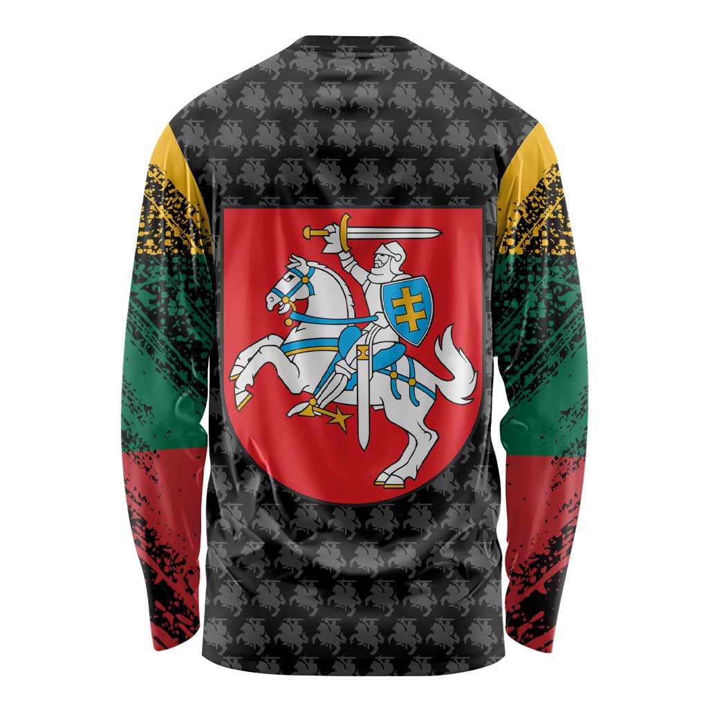 Lithuania Map Combined with National Coat of Arms Long Sleeve Shirt Patriotic Design