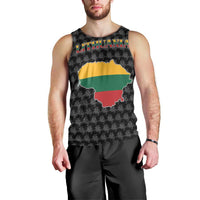 Lithuania Map Combined with National Coat of Arms Men Tank Top Patriotic Design