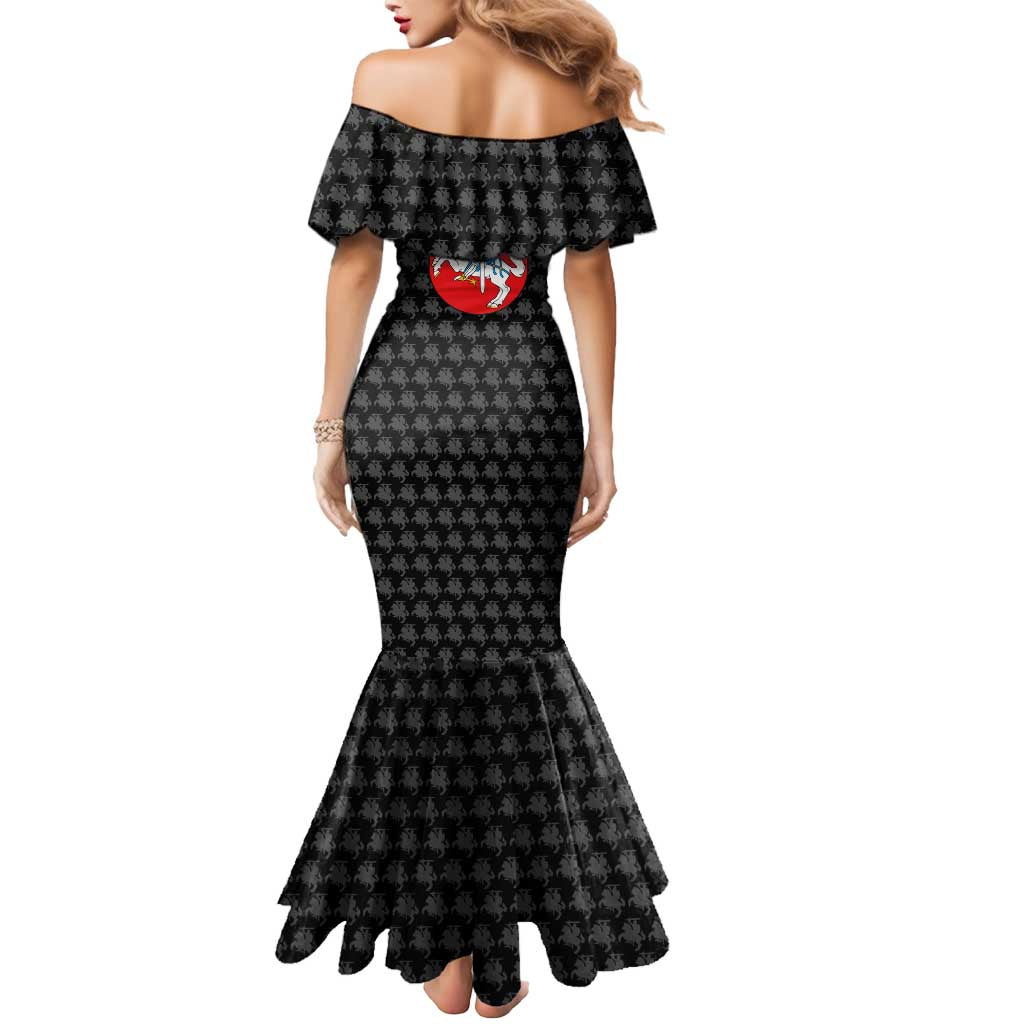 Lithuania Map Combined with National Coat of Arms Mermaid Dress Patriotic Design