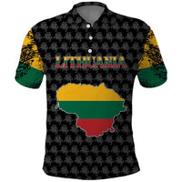 Lithuania Map Combined with National Coat of Arms Polo Shirt Patriotic Design