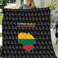 Lithuania Map Combined with National Coat of Arms Quilt Patriotic Design