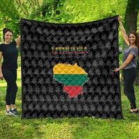 Lithuania Map Combined with National Coat of Arms Quilt Patriotic Design
