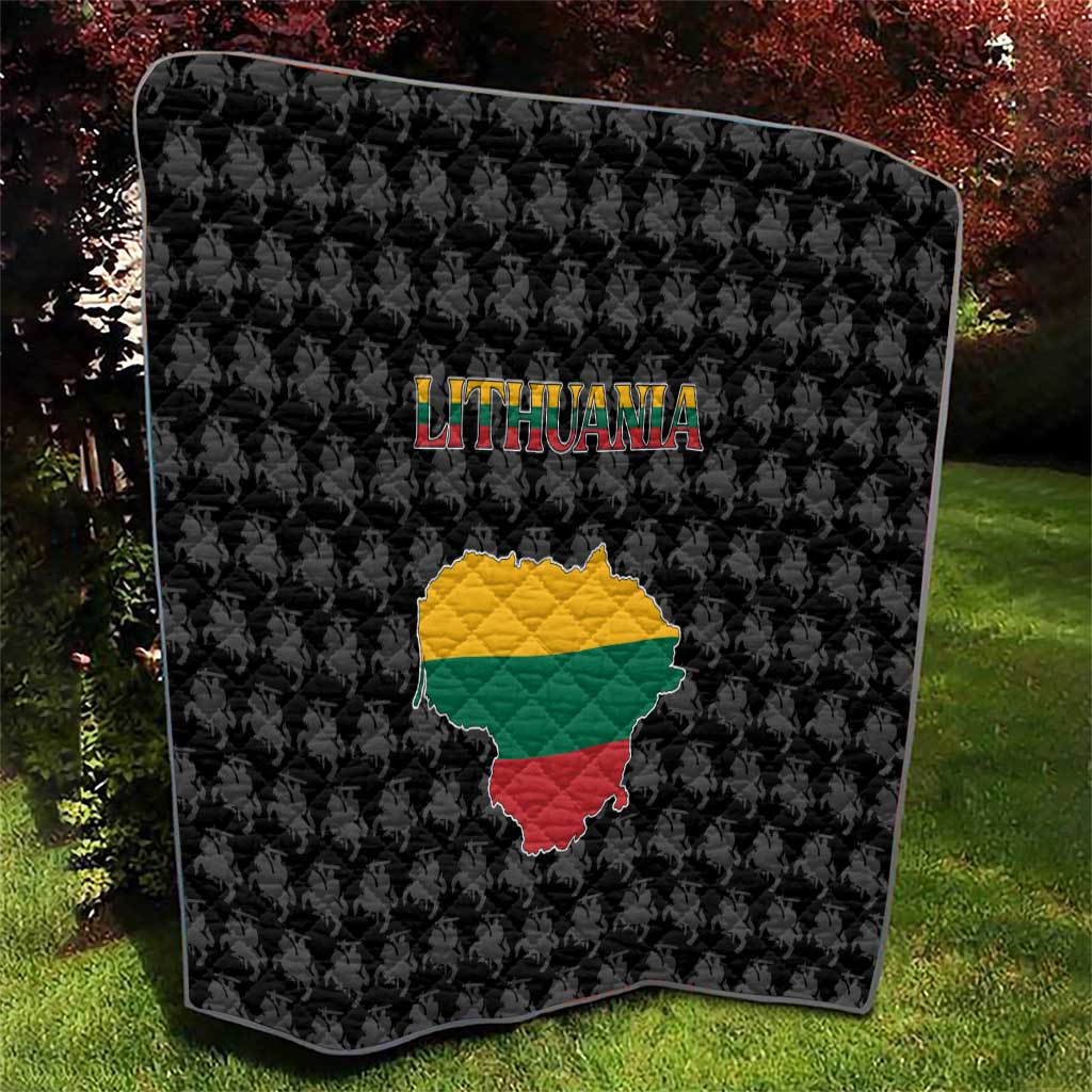 Lithuania Map Combined with National Coat of Arms Quilt Patriotic Design