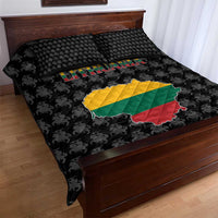 Lithuania Map Combined with National Coat of Arms Quilt Bed Set Patriotic Design