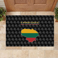 Lithuania Map Combined with National Coat of Arms Rubber Doormat Patriotic Design