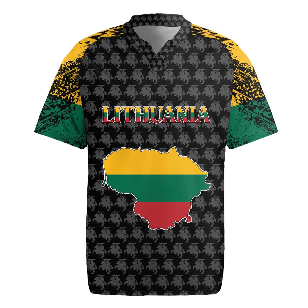 Lithuania Map Combined with National Coat of Arms Rugby Jersey Patriotic Design