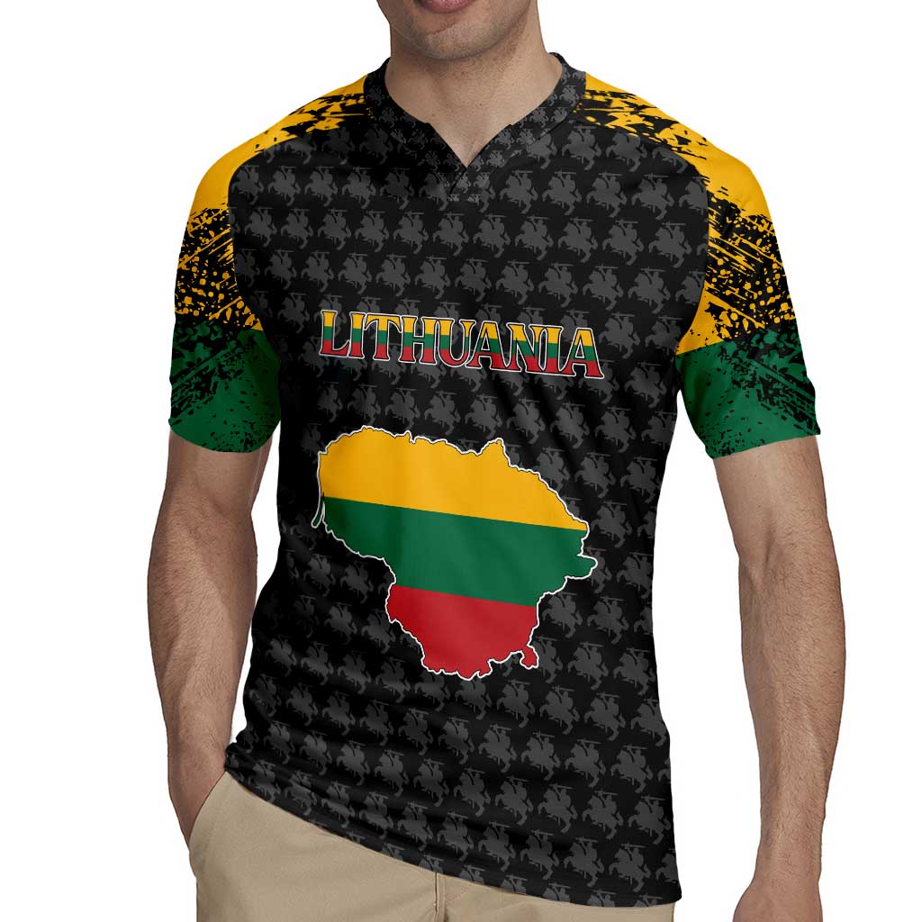 Lithuania Map Combined with National Coat of Arms Rugby Jersey Patriotic Design