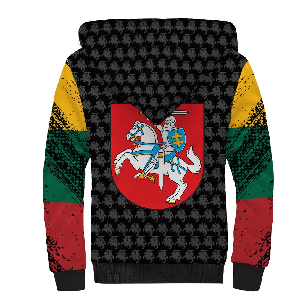 Lithuania Map Combined with National Coat of Arms Sherpa Hoodie Patriotic Design
