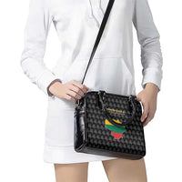Lithuania Map Combined with National Coat of Arms Shoulder Handbag Patriotic Design