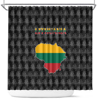 Lithuania Map Combined with National Coat of Arms Shower Curtain Patriotic Design