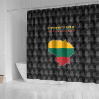 Lithuania Map Combined with National Coat of Arms Shower Curtain Patriotic Design