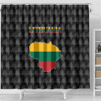 Lithuania Map Combined with National Coat of Arms Shower Curtain Patriotic Design