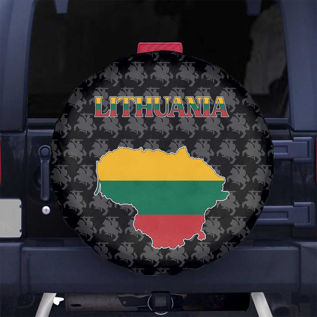 Lithuania Map Combined with National Coat of Arms Spare Tire Cover Patriotic Design