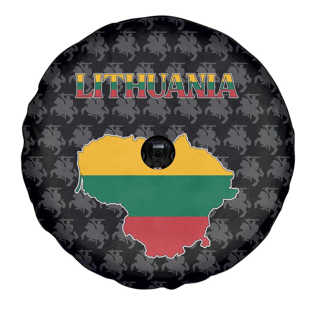 Lithuania Map Combined with National Coat of Arms Spare Tire Cover Patriotic Design