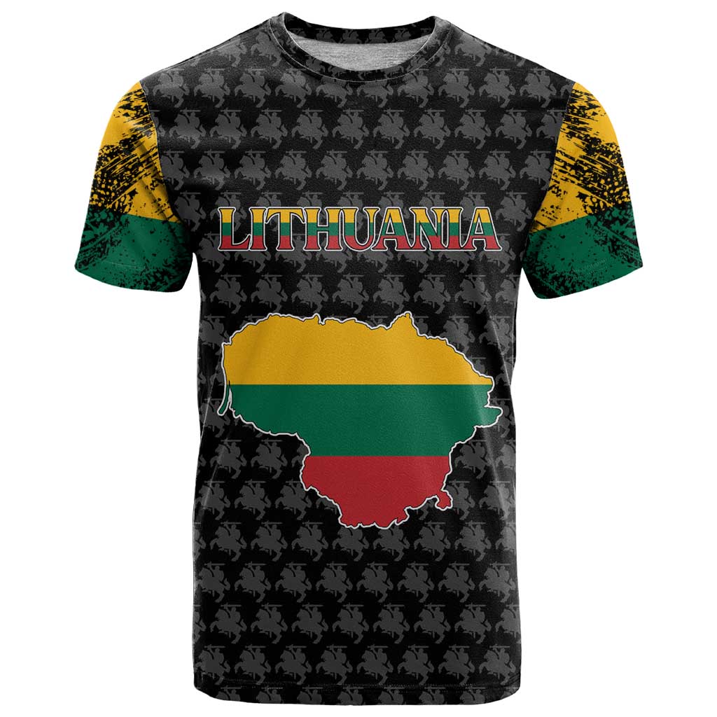 Lithuania Map Combined with National Coat of Arms T Shirt Patriotic Design