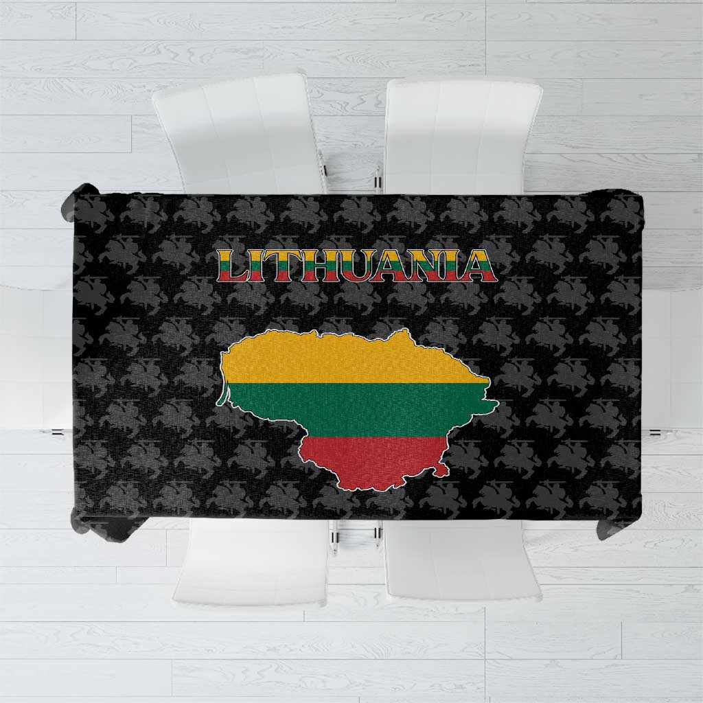 Lithuania Map Combined with National Coat of Arms Tablecloth Patriotic Design
