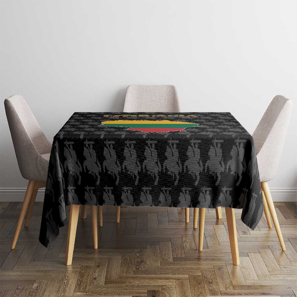 Lithuania Map Combined with National Coat of Arms Tablecloth Patriotic Design