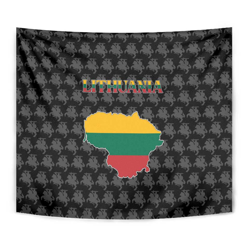 Lithuania Map Combined with National Coat of Arms Tapestry Patriotic Design