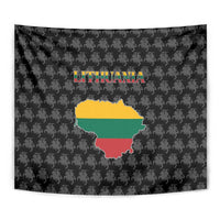 Lithuania Map Combined with National Coat of Arms Tapestry Patriotic Design